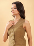 In-action Olive Green Tailored Waistcoat with Trousers Co-ord Set