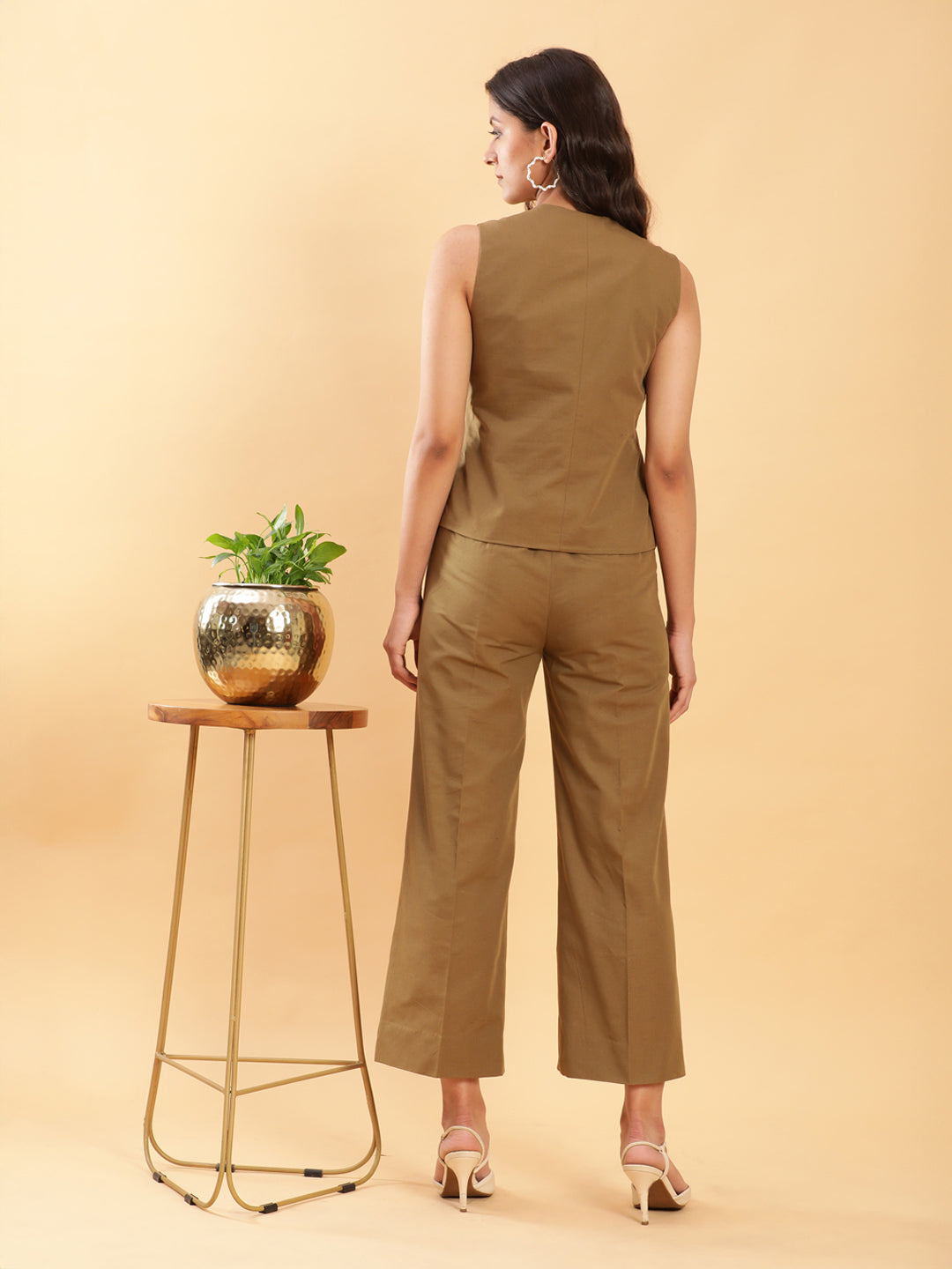 In-action Olive Green Tailored Waistcoat with Trousers Co-ord Set