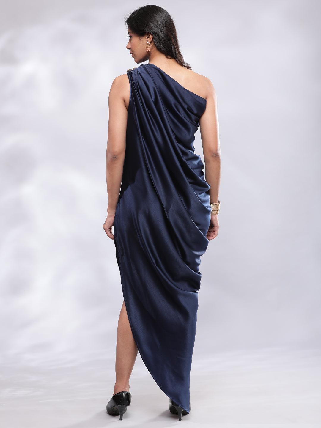 One Shoulder Drape Cowl Gown