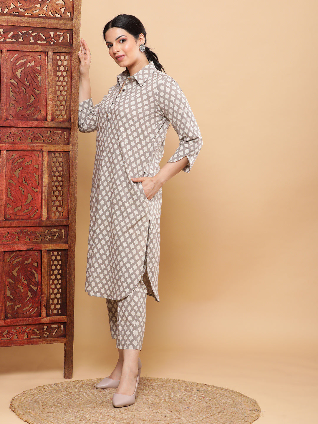 Multi-occasion Pathani Kurta with Tulip Fringe Sleeves + Pants