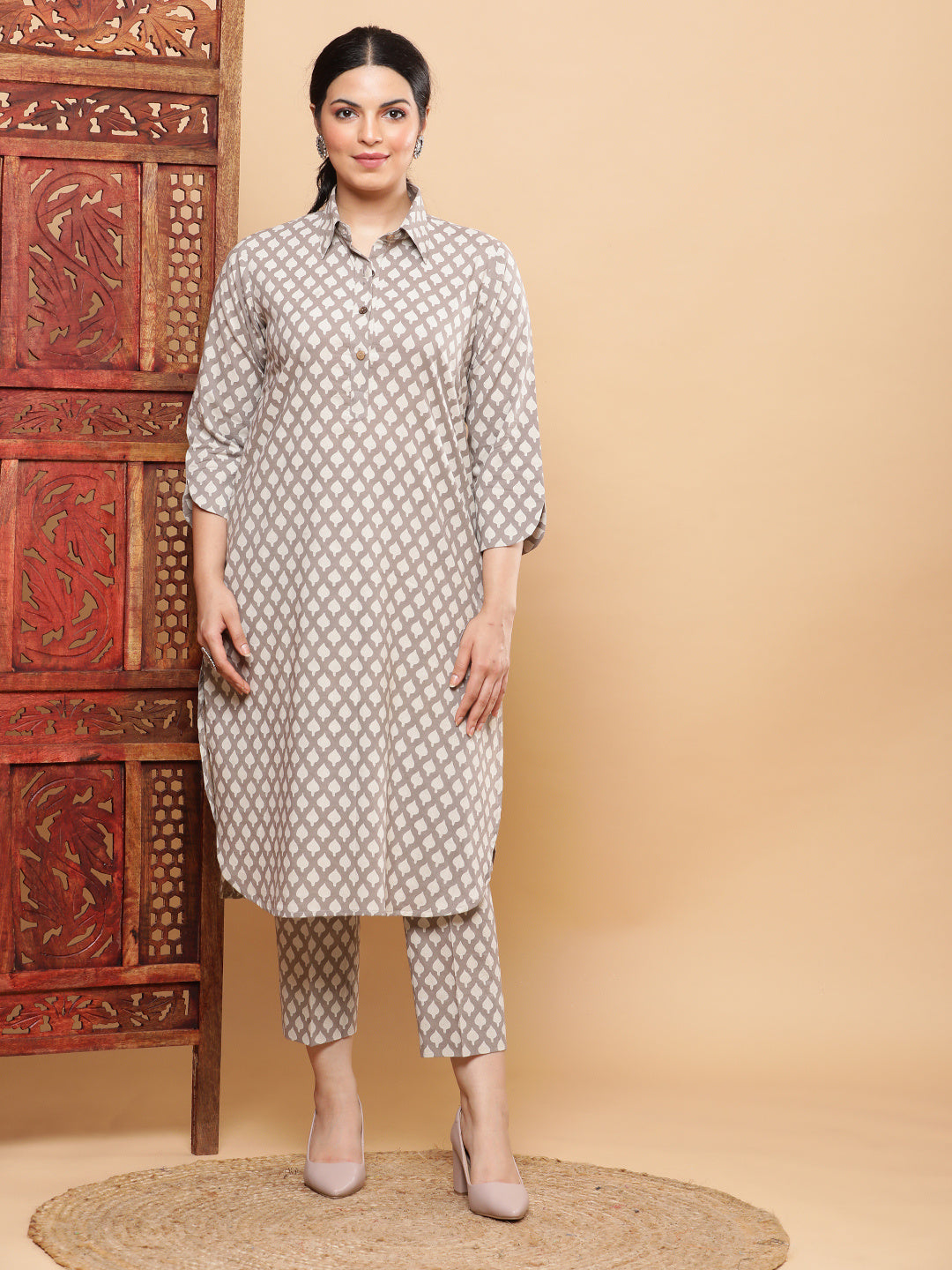 Multi-occasion Pathani Kurta with Tulip Fringe Sleeves + Pants