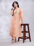 Peach with Turq Motif Elegant Kurta Pants