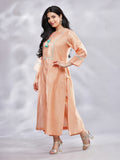 Peach with Turq Motif Elegant Kurta Pants