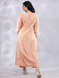 Peach with Turq Motif Elegant Kurta Pants