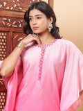 Pink Ombre Embroidered Kaftan with Pants