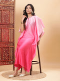 Pink Ombre Embroidered Kaftan with Pants