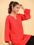 Red Threadwork Kurti with Black Harem Pants Co-ord Set