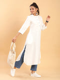 Round Cut Signature Kurta with Embroidered Buttons