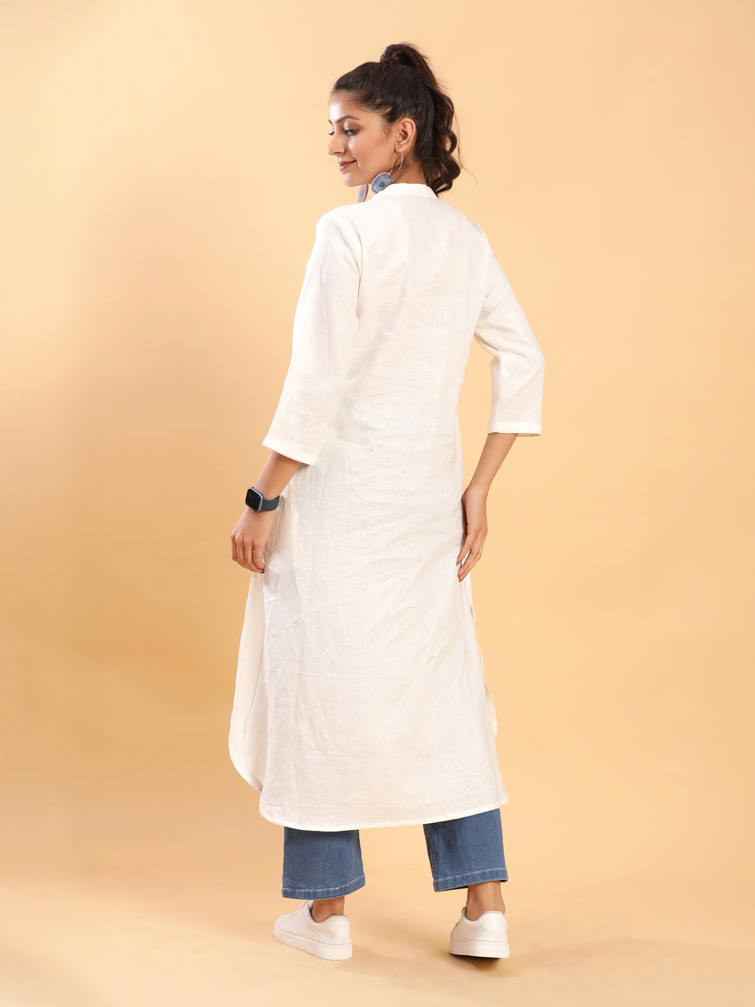 Round Cut Signature Kurta with Embroidered Buttons