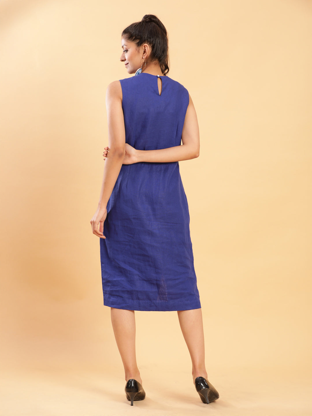 Royal Blue Linen Sheath Dress