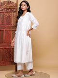 Serene White Chanderi A-Line Kurta Pants