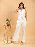 Formal Serene White Waistcoat with Trousers Co-ord Set