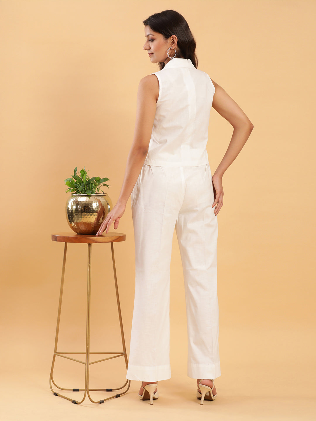 Formal Serene White Waistcoat with Trousers Co-ord Set