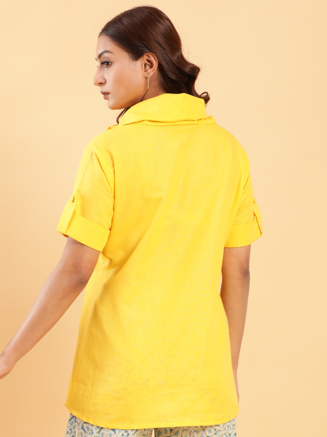 Yellow Sunshine Cowl Neck Top